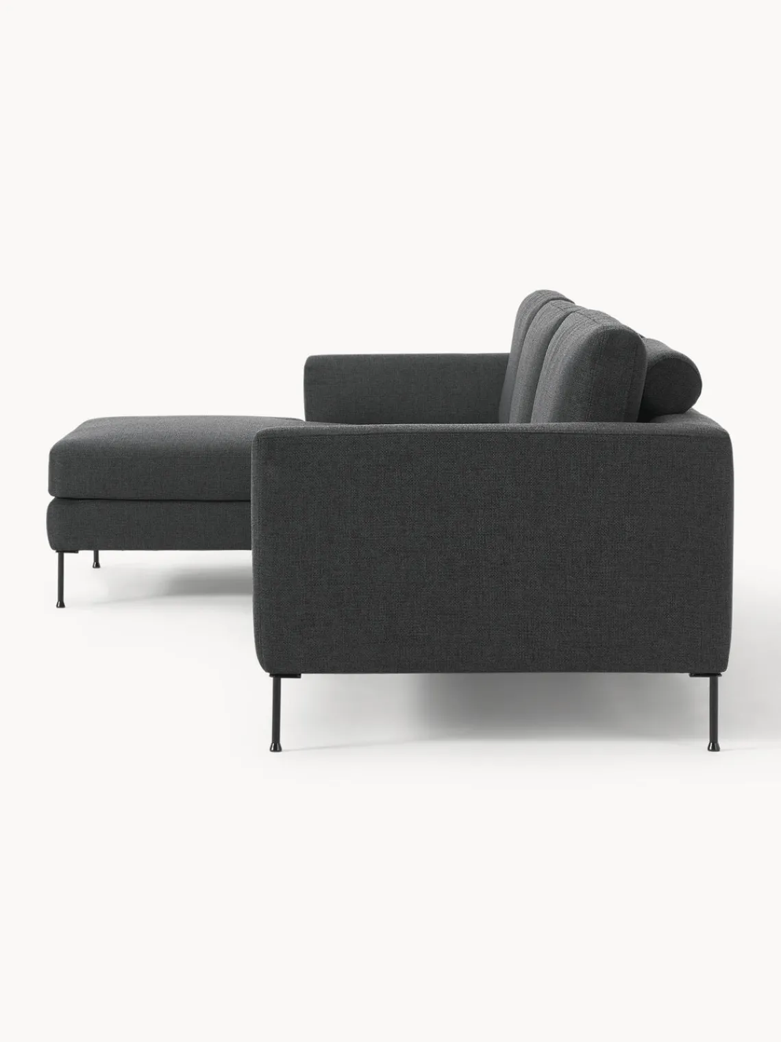 Sofás Rinconeras|Sofás>Westwing Collection Sofá rinconera Cucita (4 plazas) Tejido grueso gris antracita