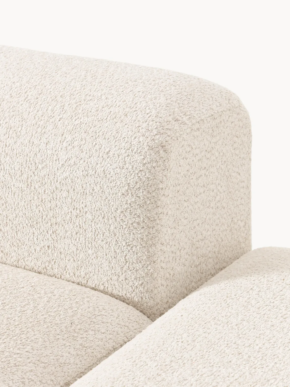 Sofás Rinconeras|Sofás>Westwing Collection Sofá rinconera de borreguillo bouclé Natalie Borreguillo bouclé blanco Off White, madera de haya clara