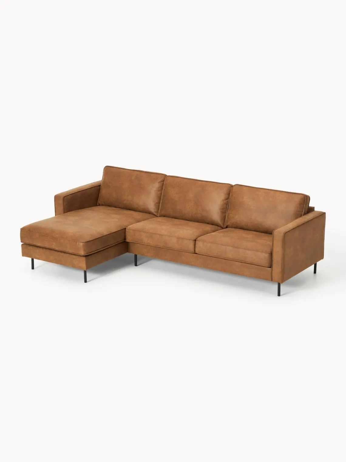 Sofás Rinconeras|Sofás>Westwing Collection Sofá rinconera de cuero reciclado Hunter Cuero marrón