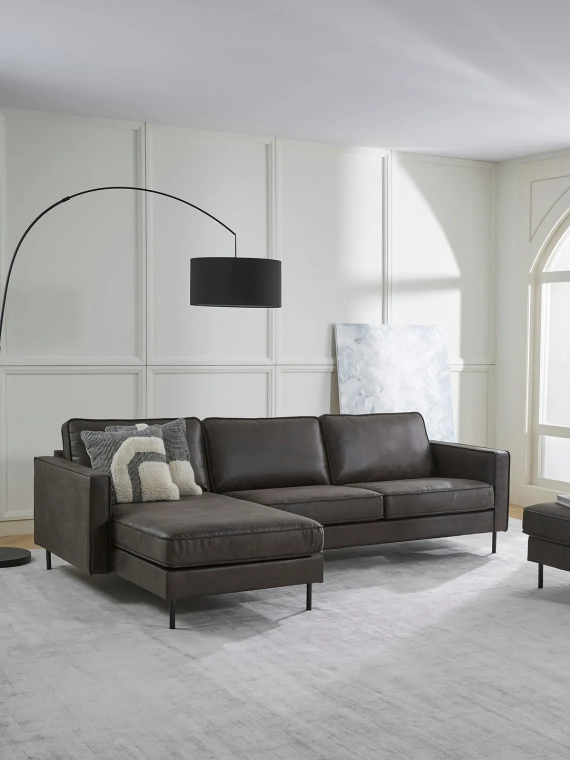 Outlet Sofá rinconera de cuero reciclado Hunter Sofás Rinconeras|Sofás