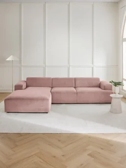 Sofás Rinconeras|Sofás>Westwing Collection Sofá rinconera de pana Melva (4 plazas) Pana rosa palo