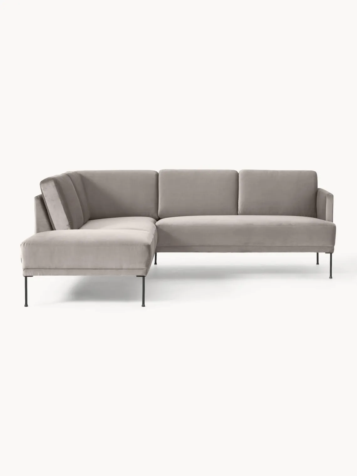 Sofás Rinconeras|Sofás>Westwing Collection Sofá rinconera de terciopelo Fluente Terciopelo greige