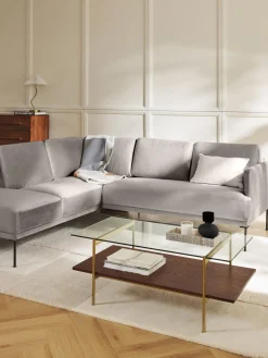 Sofás Rinconeras|Sofás>Westwing Collection Sofá rinconera de terciopelo Fluente Terciopelo greige