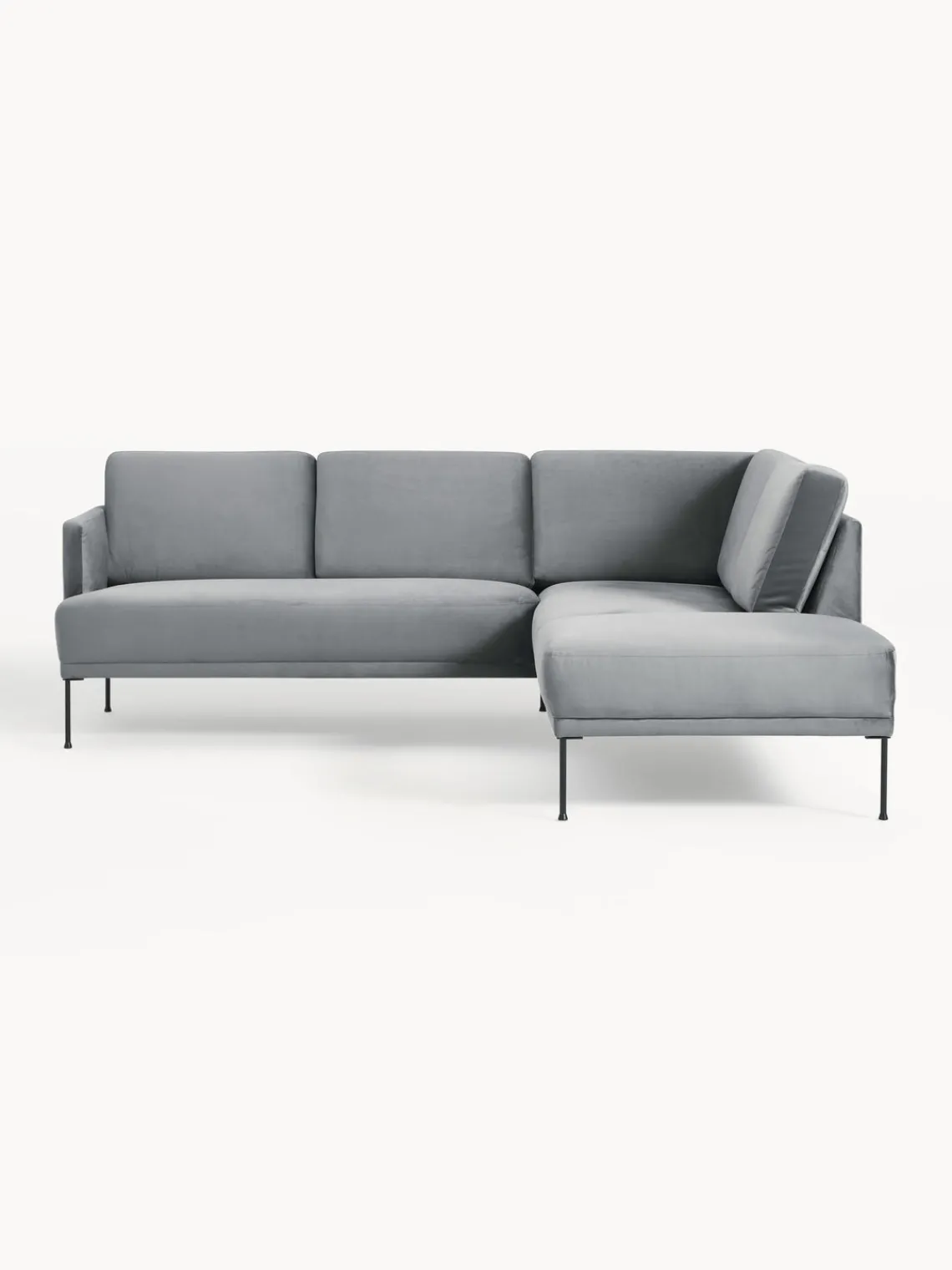 Sofás Rinconeras|Sofás>Westwing Collection Sofá rinconera de terciopelo Fluente Terciopelo gris oscuro