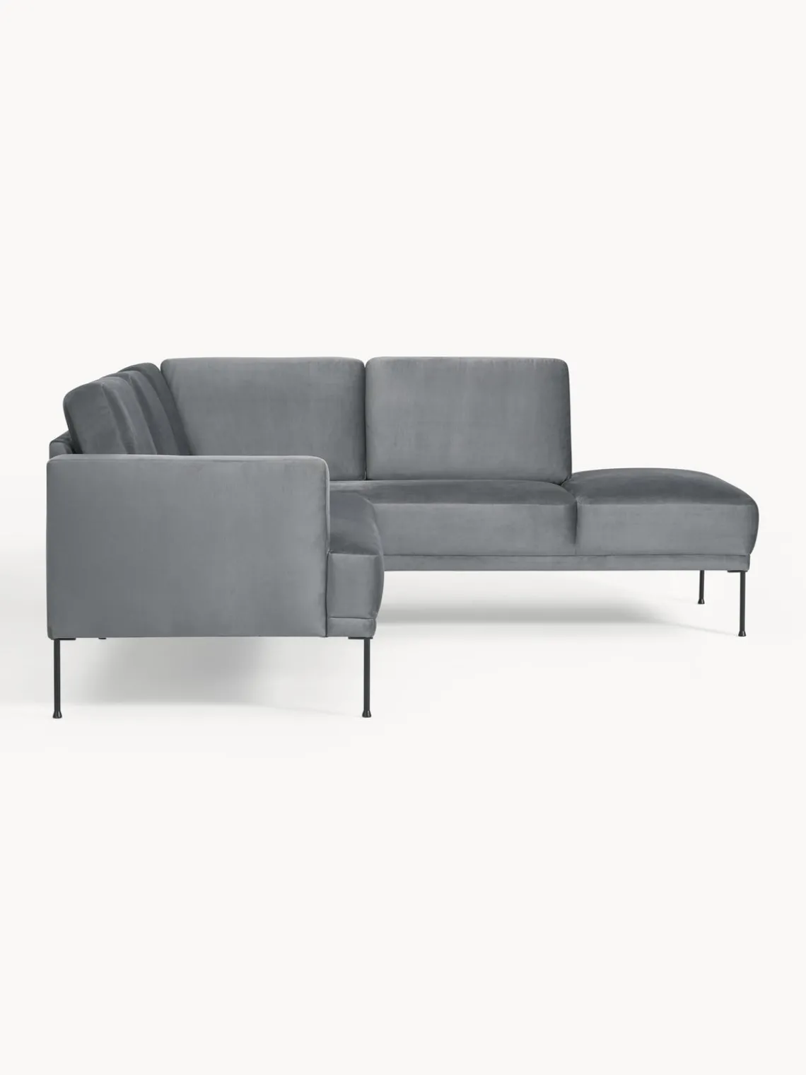 Sofás Rinconeras|Sofás>Westwing Collection Sofá rinconera de terciopelo Fluente Terciopelo gris oscuro