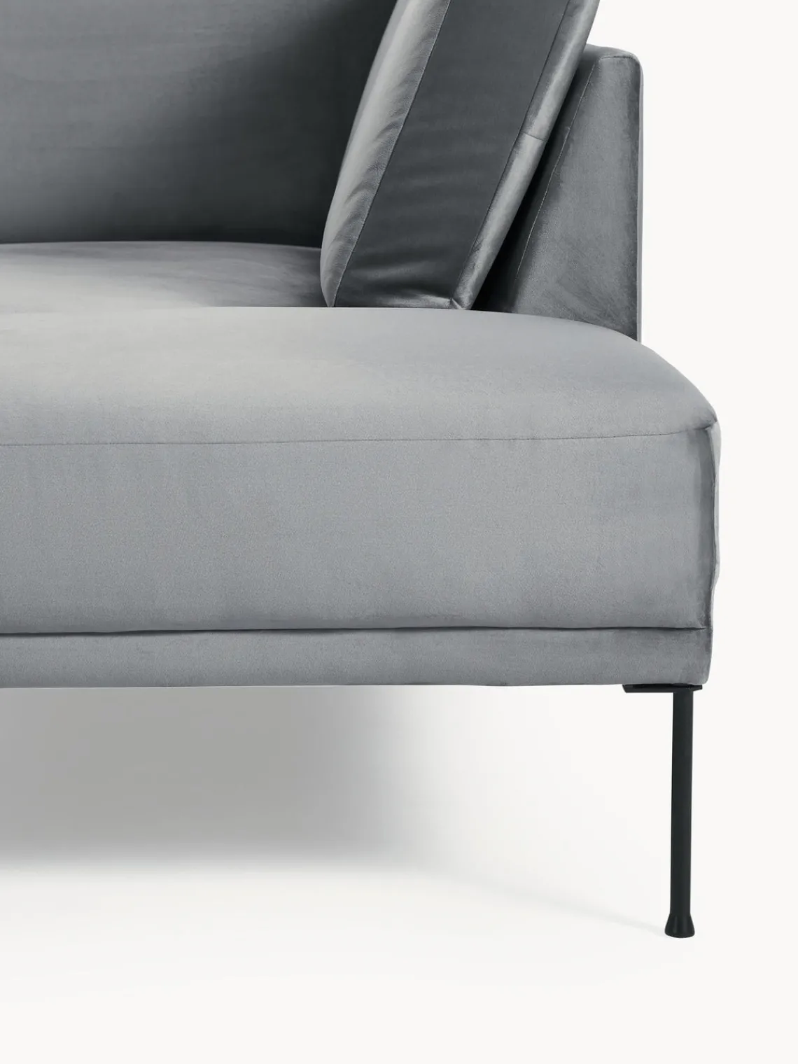 Sofás Rinconeras|Sofás>Westwing Collection Sofá rinconera de terciopelo Fluente Terciopelo gris oscuro