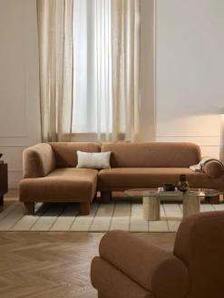 Sofás Rinconeras|Sofás>Westwing Collection Sofá rinconera en tejido bouclé Lilo Bouclé marrón claro