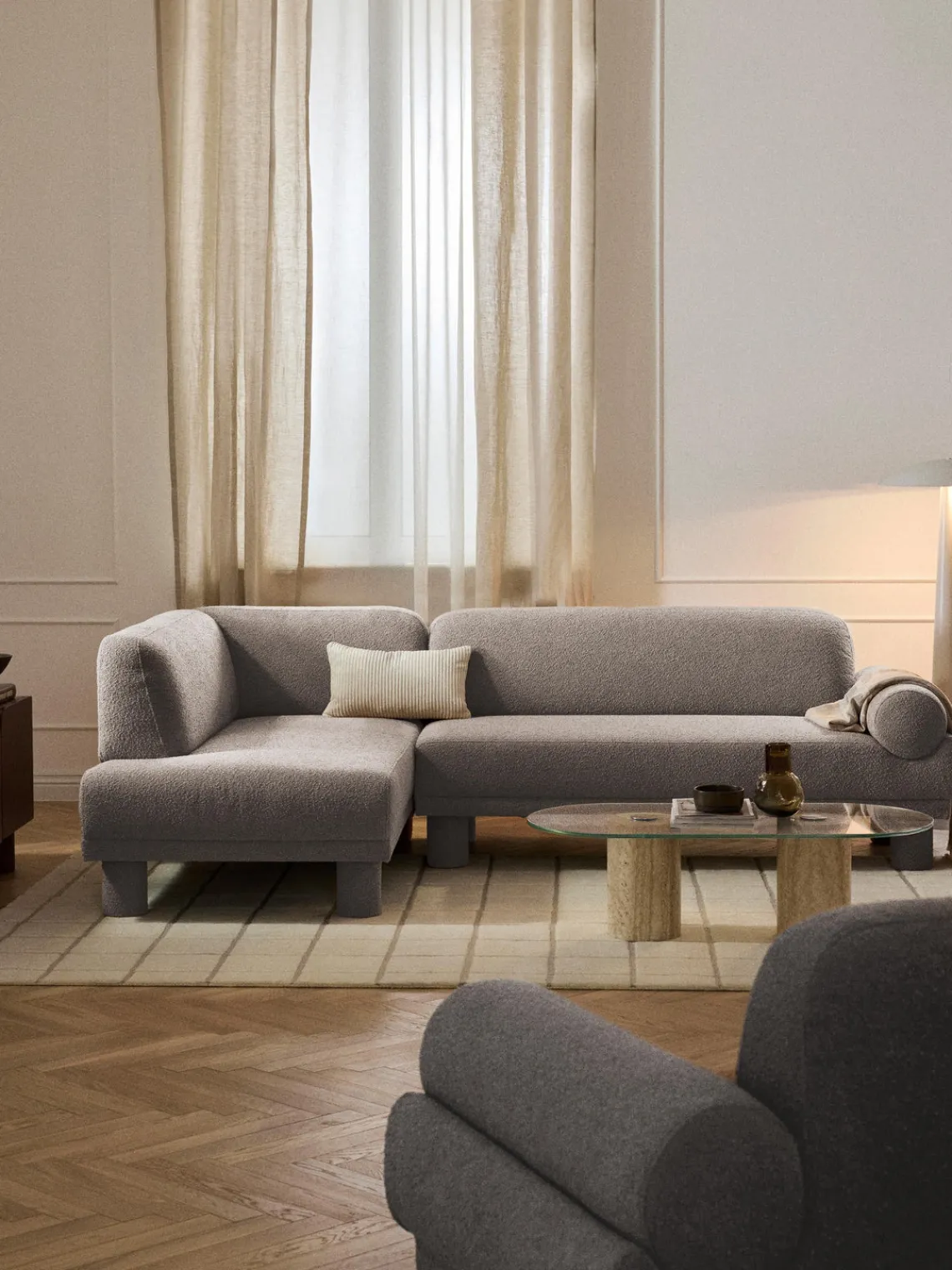 Discount Sofá rinconera en tejido bouclé Lilo Sofás Rinconeras|Sofás