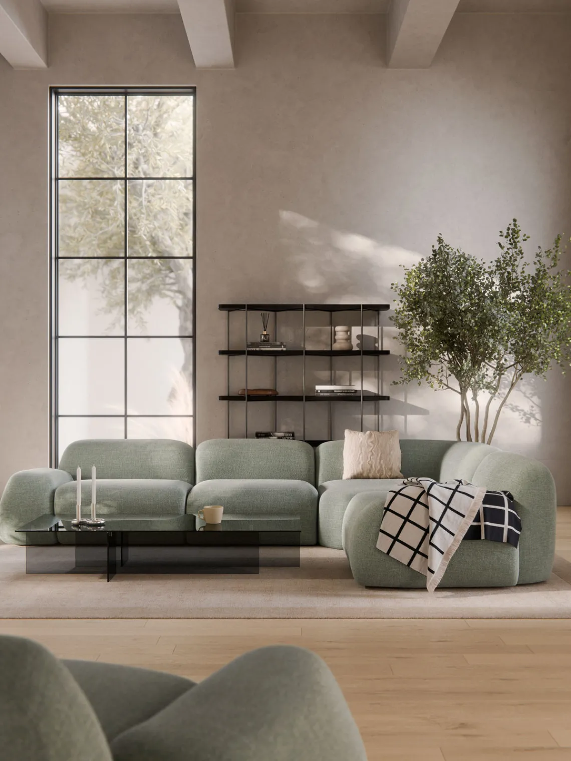 Online Sofá rinconera en tejido bouclé Wolke (4 plazas) Sofás Rinconeras|Sofás