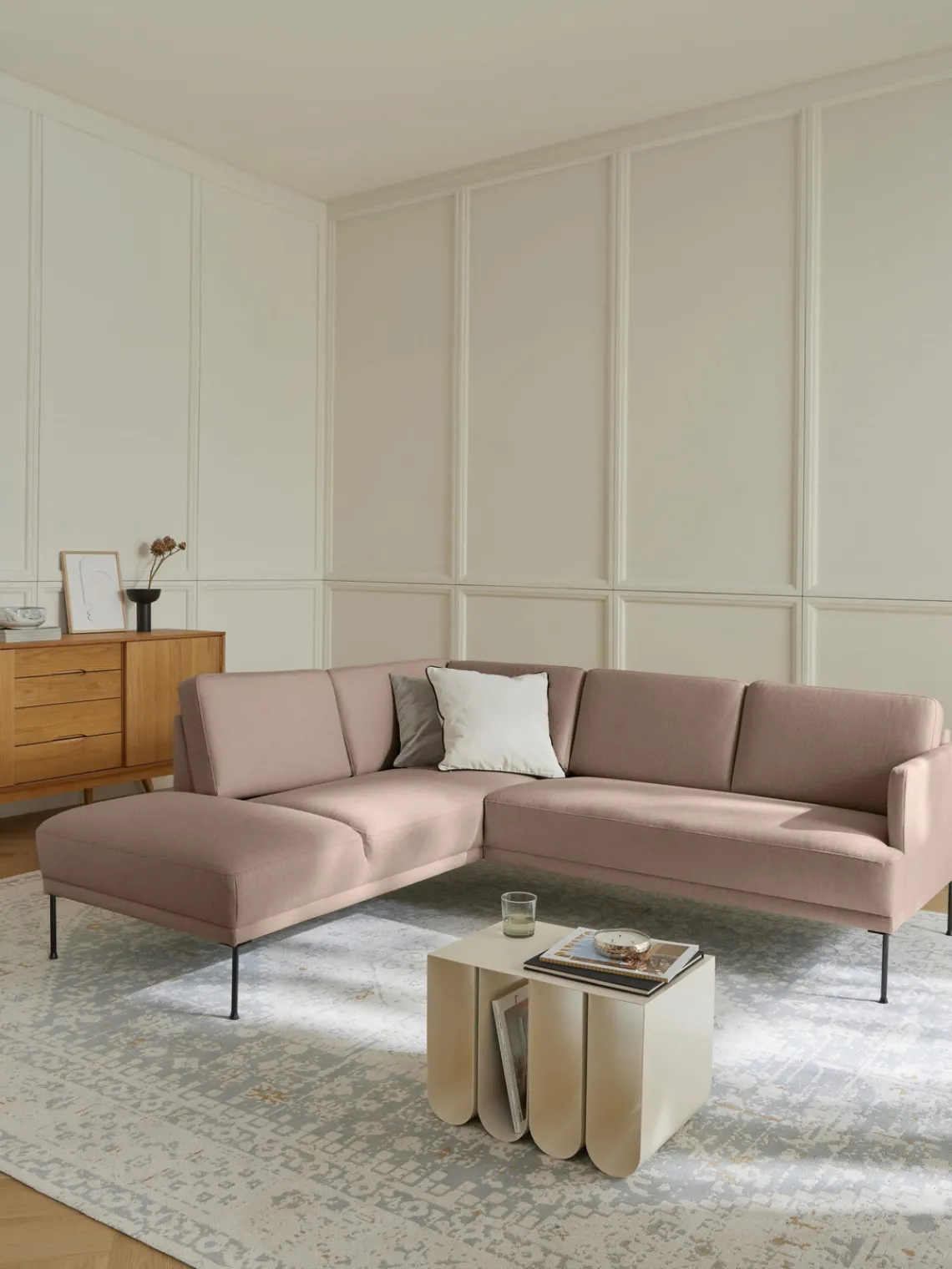 Sofás Rinconeras|Sofás>Westwing Collection Sofá rinconera Fluente Tejido taupe