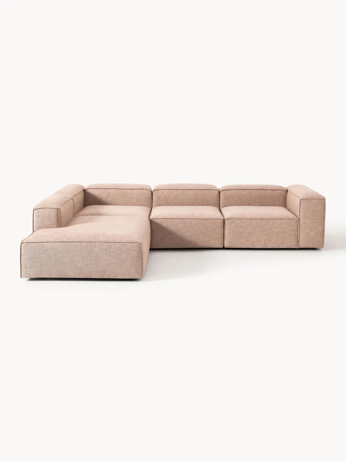 Sofás>Westwing Collection Sofá rinconera grande de mezcla de lino Lennon Mezcla de lino rojo óxido