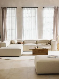 Sofás>Westwing Collection Sofá rinconera grande de mezcla de lino Lennon Mezcla de lino beige