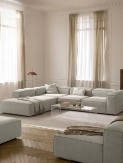 Sofás>Westwing Collection Sofá rinconera grande de mezcla de lino Lennon Mezcla de lino gris