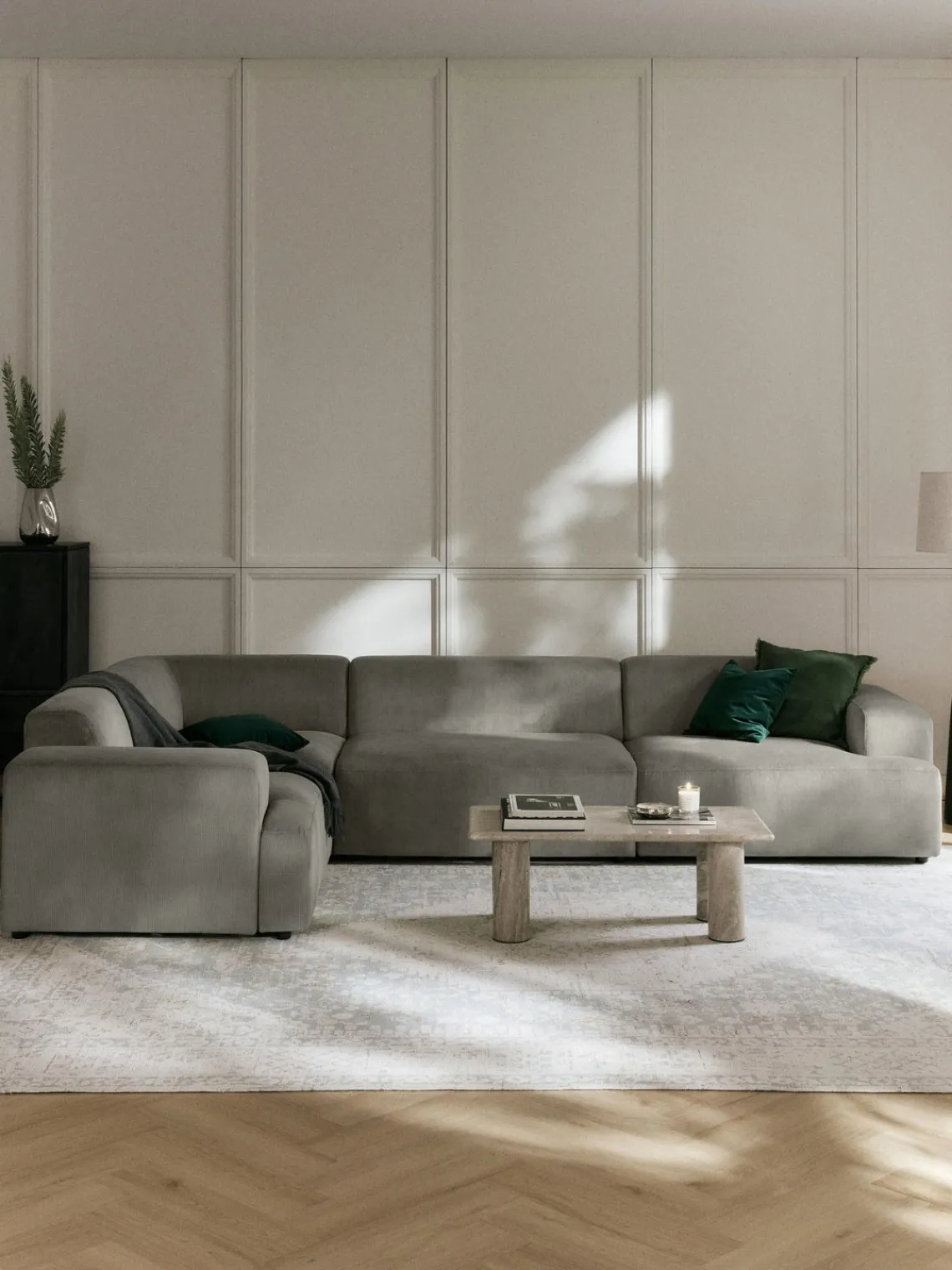 Sofás Rinconeras|Sofás>Westwing Collection Sofá rinconera grande de pana Melva (4 plazas) Pana gris