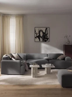 Sofás Rinconeras|Sofás>Westwing Collection Sofá rinconera grande Melva (4 plazas) Tejido grueso gris oscuro