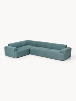 Sofás Rinconeras|Sofás>Westwing Collection Sofá rinconera grande Melva (4 plazas) Tejido verde turquesa