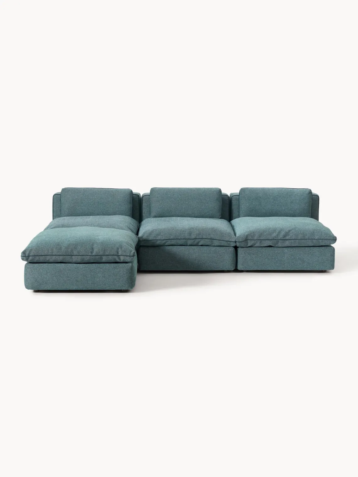 Sofás Rinconeras|Sofás>Westwing Collection Sofá rinconera grande modular con reposapiés Felix Tejido grueso verde turquesa