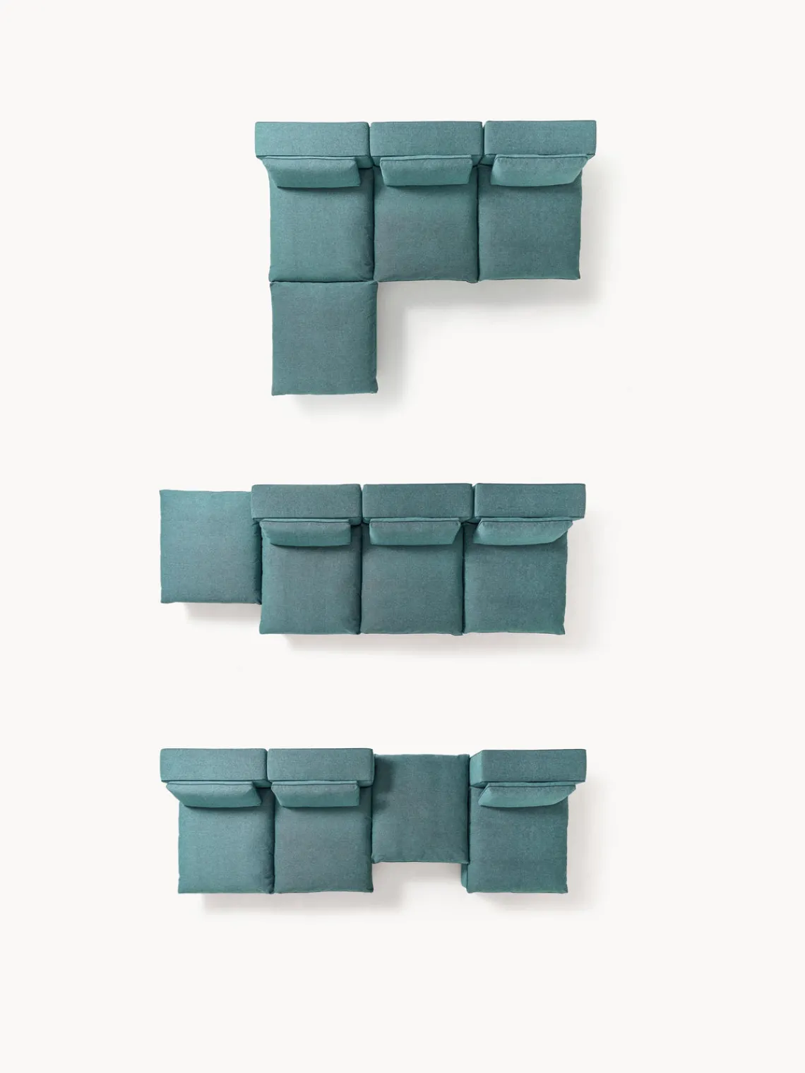 Sofás Rinconeras|Sofás>Westwing Collection Sofá rinconera grande modular con reposapiés Felix Tejido grueso verde turquesa