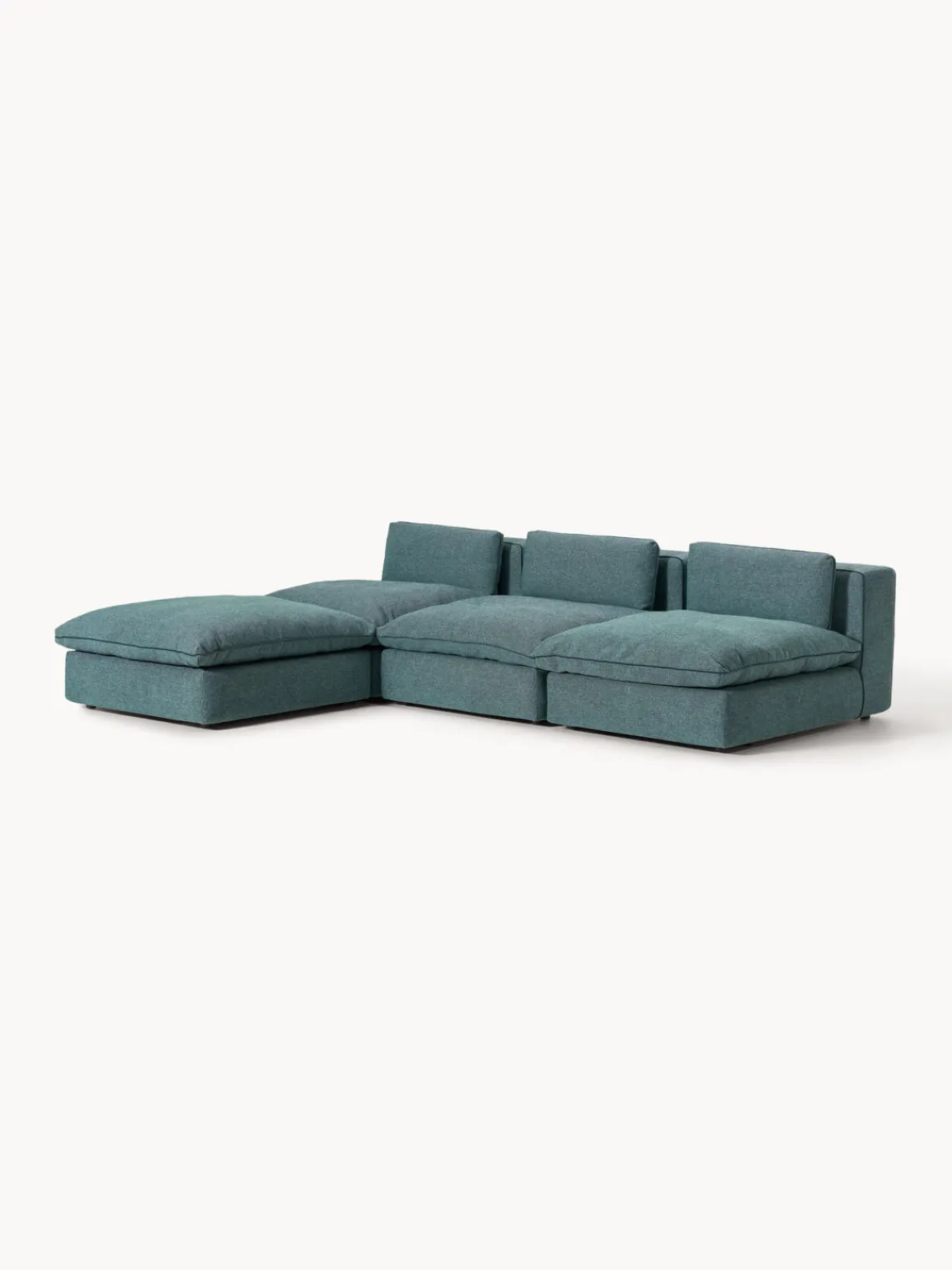 Sofás Rinconeras|Sofás>Westwing Collection Sofá rinconera grande modular con reposapiés Felix Tejido grueso verde turquesa