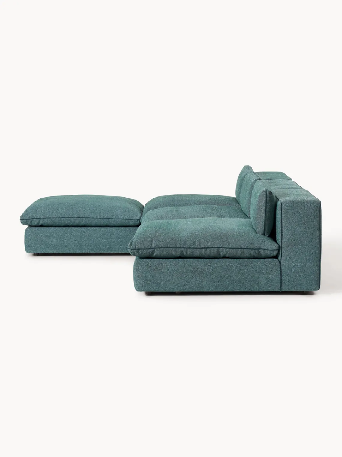 Sofás Rinconeras|Sofás>Westwing Collection Sofá rinconera grande modular con reposapiés Felix Tejido grueso verde turquesa