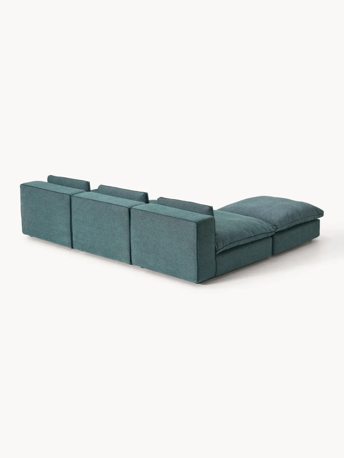 Sofás Rinconeras|Sofás>Westwing Collection Sofá rinconera grande modular con reposapiés Felix Tejido grueso verde turquesa