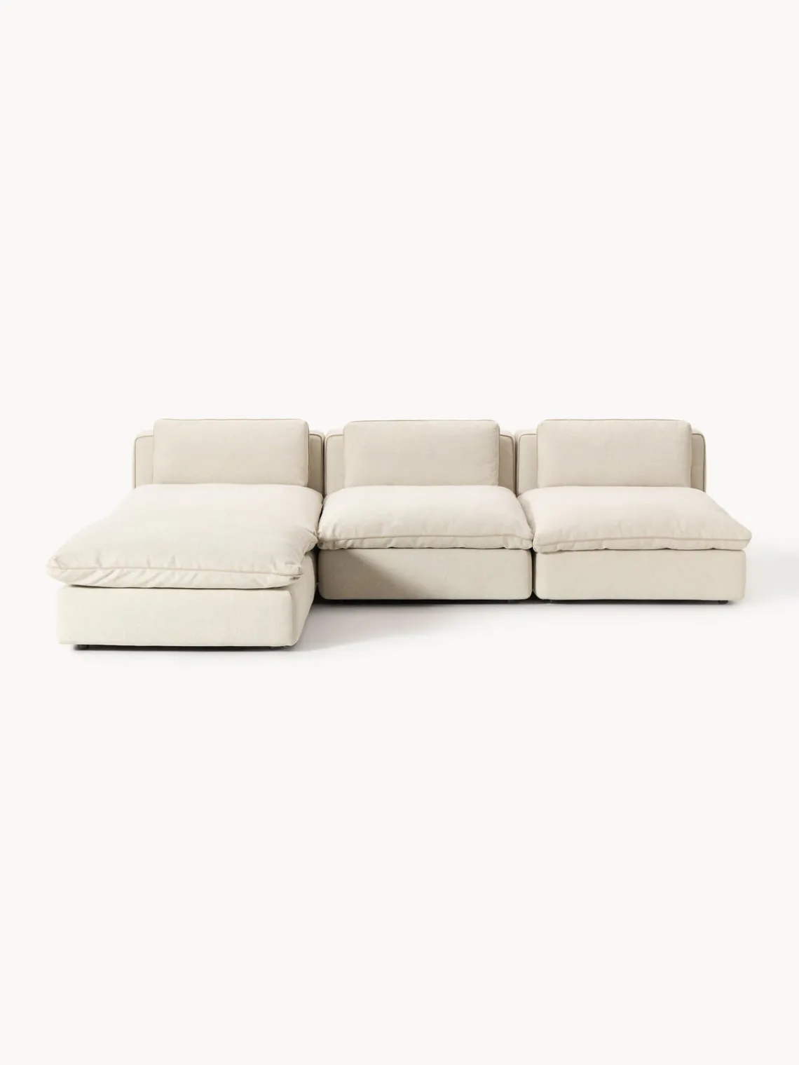Sofás Rinconeras|Sofás>Westwing Collection Sofá rinconera grande modular con reposapiés Felix Tejido beige claro