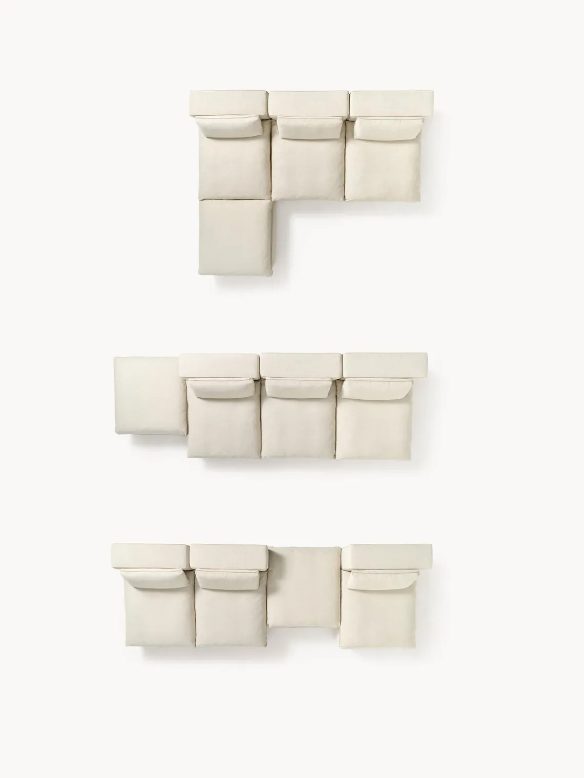 Sofás Rinconeras|Sofás>Westwing Collection Sofá rinconera grande modular con reposapiés Felix Tejido beige claro