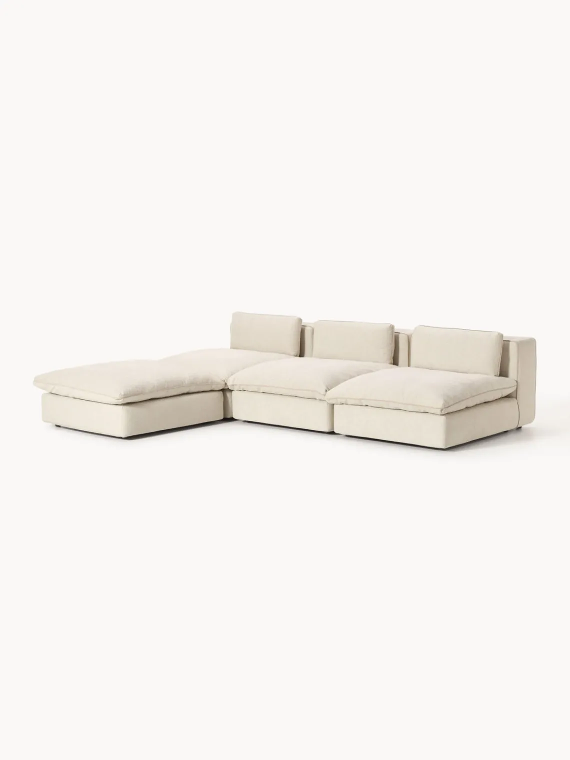 Sofás Rinconeras|Sofás>Westwing Collection Sofá rinconera grande modular con reposapiés Felix Tejido beige claro
