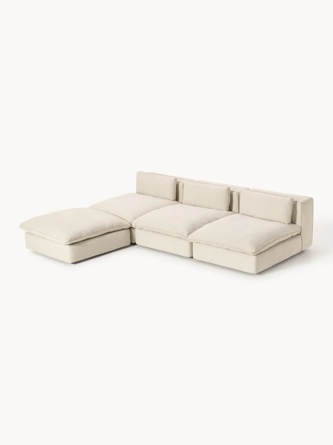 Sofás Rinconeras|Sofás>Westwing Collection Sofá rinconera grande modular con reposapiés Felix Tejido beige claro