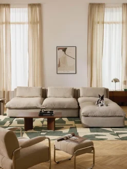Sofás Rinconeras|Sofás>Westwing Collection Sofá rinconera grande modular con reposapiés Felix Tejido grueso beige
