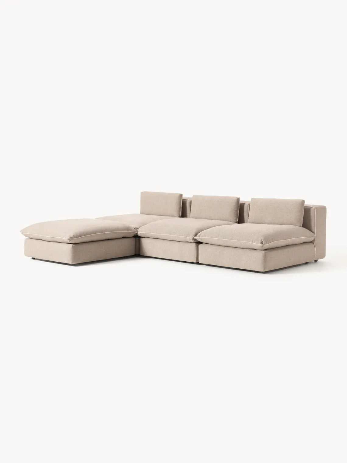 Sofás Rinconeras|Sofás>Westwing Collection Sofá rinconera grande modular con reposapiés Felix Tejido grueso beige