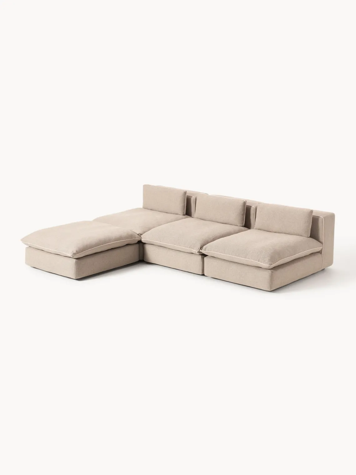 Sofás Rinconeras|Sofás>Westwing Collection Sofá rinconera grande modular con reposapiés Felix Tejido grueso beige