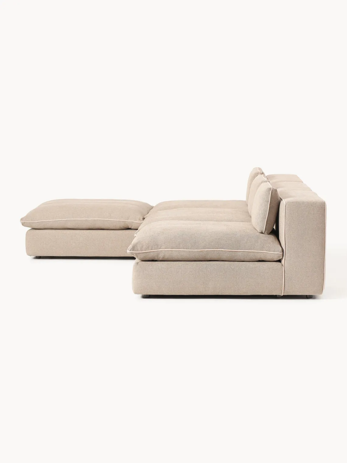 Sofás Rinconeras|Sofás>Westwing Collection Sofá rinconera grande modular con reposapiés Felix Tejido grueso beige