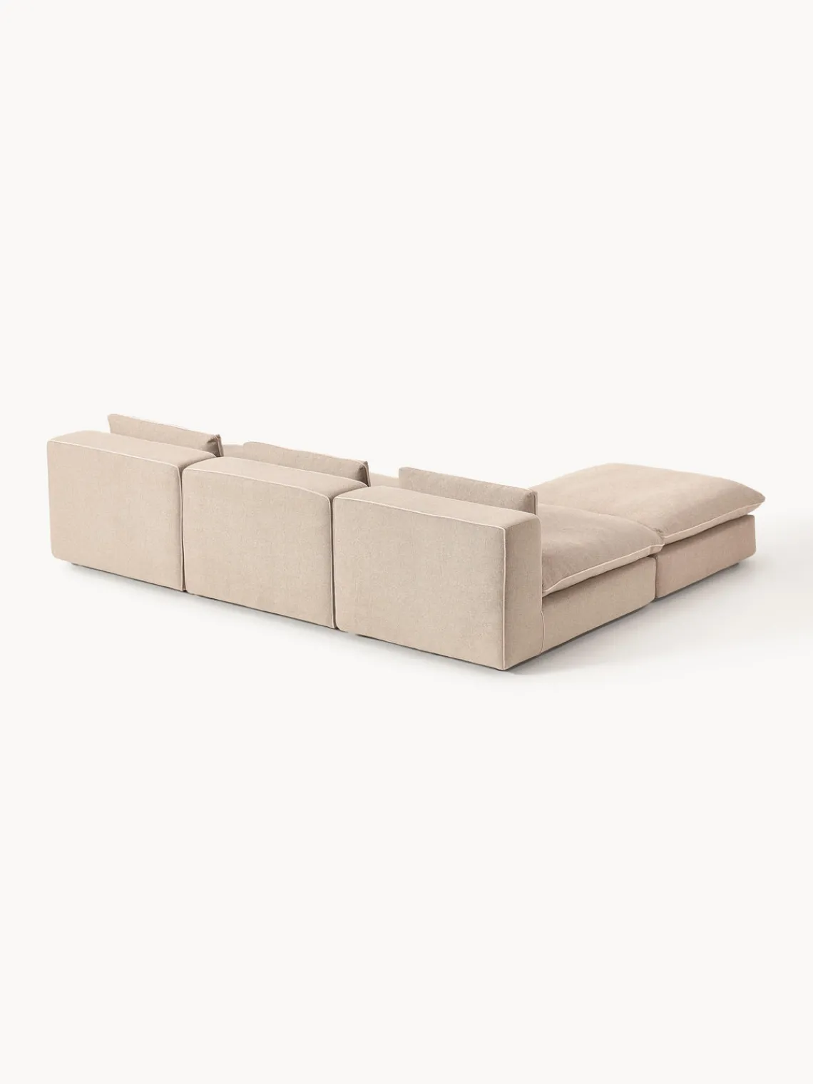 Sofás Rinconeras|Sofás>Westwing Collection Sofá rinconera grande modular con reposapiés Felix Tejido grueso beige