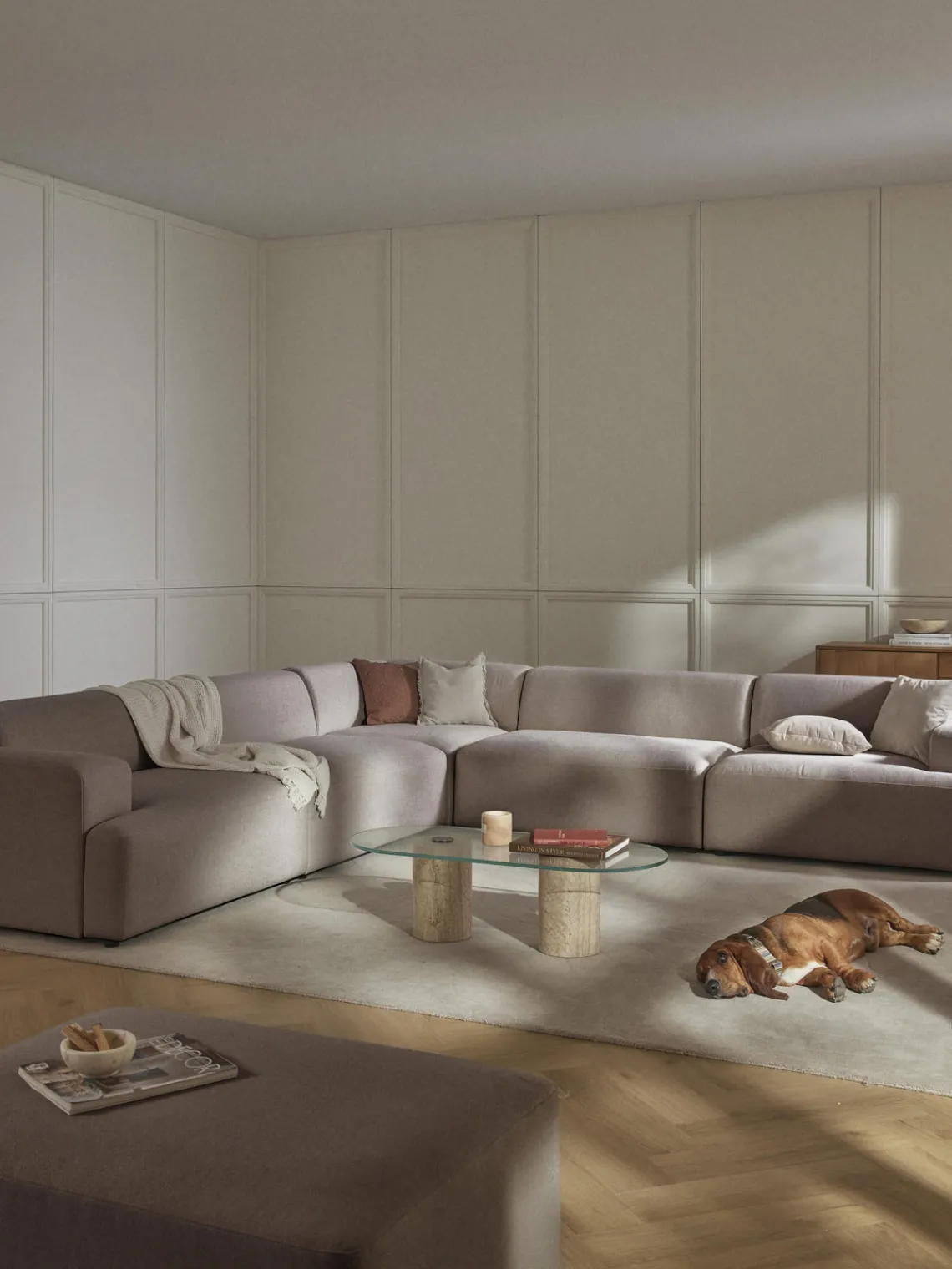 Sofás Rinconeras|Sofás>Westwing Collection Sofá rinconera longue grande Melva Tejido taupe