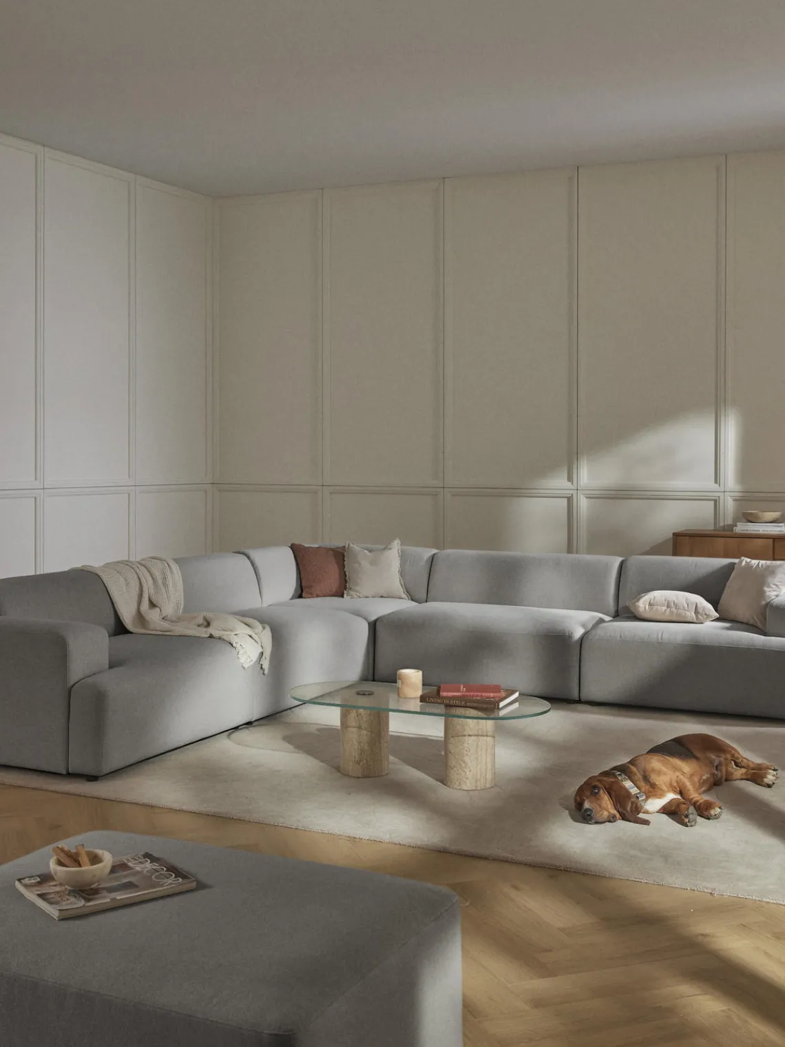 Sofás Rinconeras|Sofás>Westwing Collection Sofá rinconera longue grande Melva Tejido gris claro