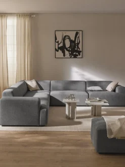 Sofás Rinconeras|Sofás>Westwing Collection Sofá rinconera longue grande Melva Tejido grueso gris oscuro