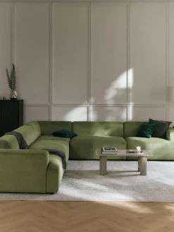 Sofás Rinconeras|Sofás>Westwing Collection Sofá rinconera longue grande de pana Melva Pana verde oliva