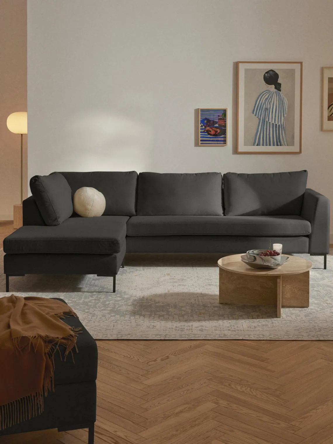 Sofás Rinconeras|Sofás>Westwing Collection Sofá rinconera Luna Tejido gris oscuro