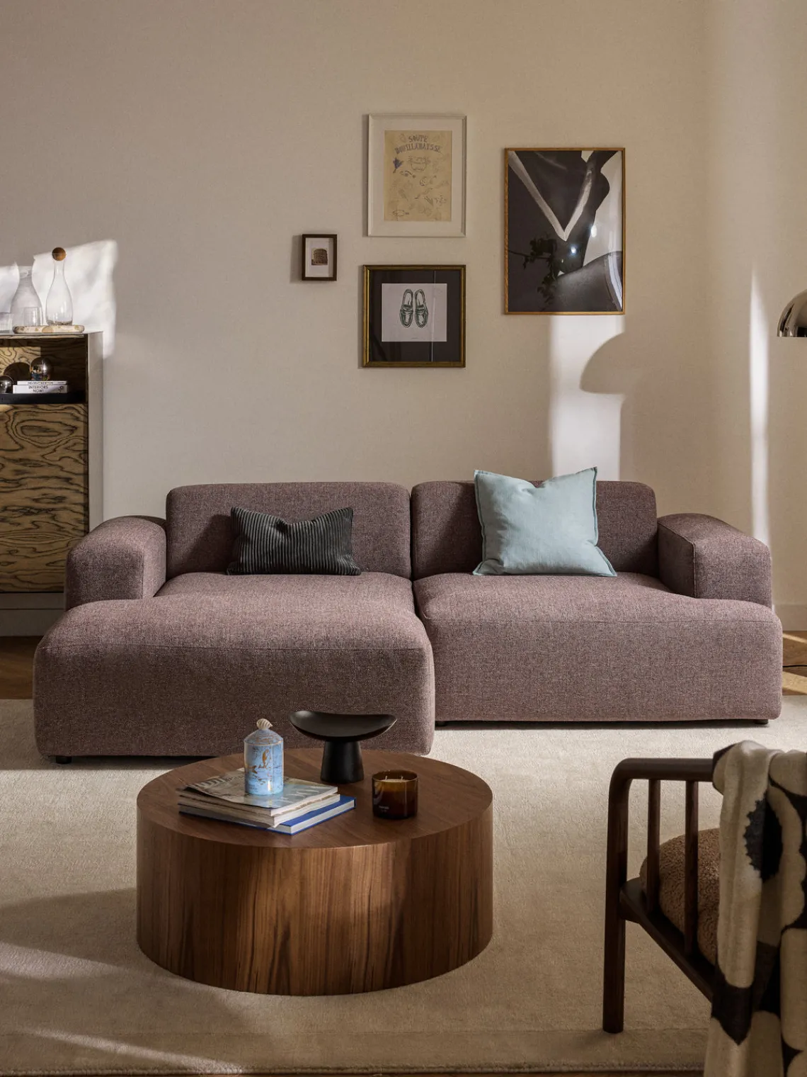 Sofás Rinconeras|Sofás>Westwing Collection Sofá rinconera Melva (3 plazas) Tejido rosa palo