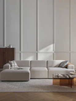 Sofás Rinconeras|Sofás>Westwing Collection Sofá rinconera Melva (4 plazas) Tejido grueso beige claro