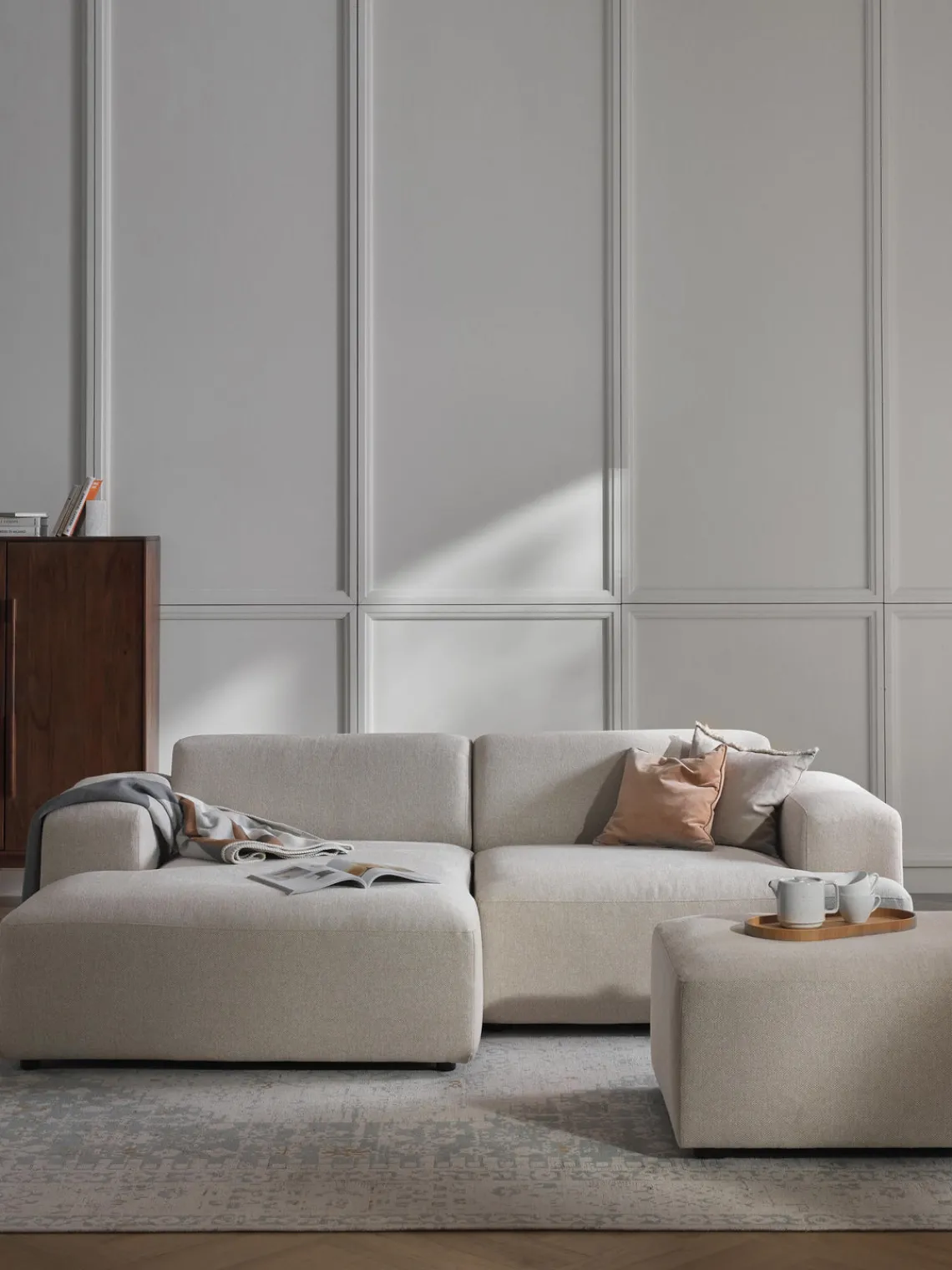 Sofás Rinconeras|Sofás>Westwing Collection Sofá rinconera Melva (3 plazas) Tejido beige claro