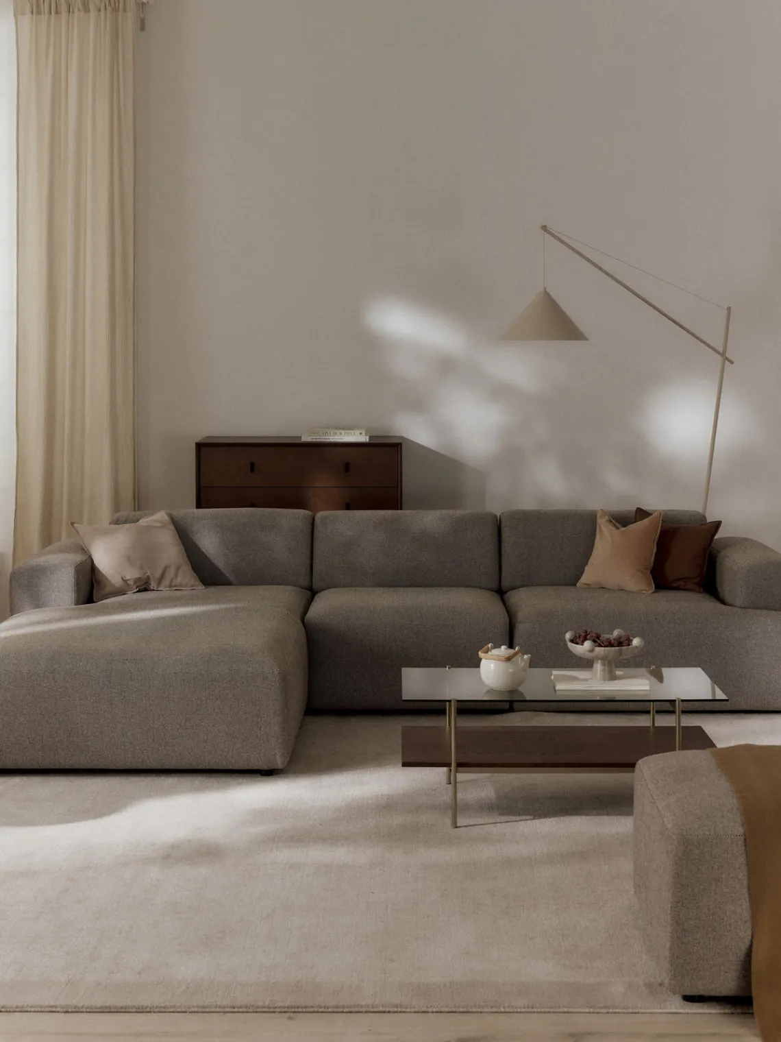 Sofás Rinconeras|Sofás>Westwing Collection Sofá rinconera Melva (4 plazas) Tejido grueso greige