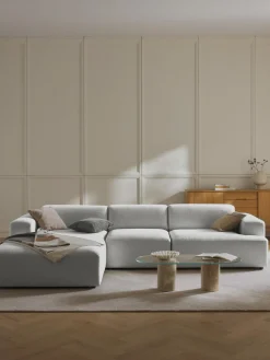 Sofás Rinconeras|Sofás>Westwing Collection Sofá rinconera Melva (4 plazas) Tejido gris claro