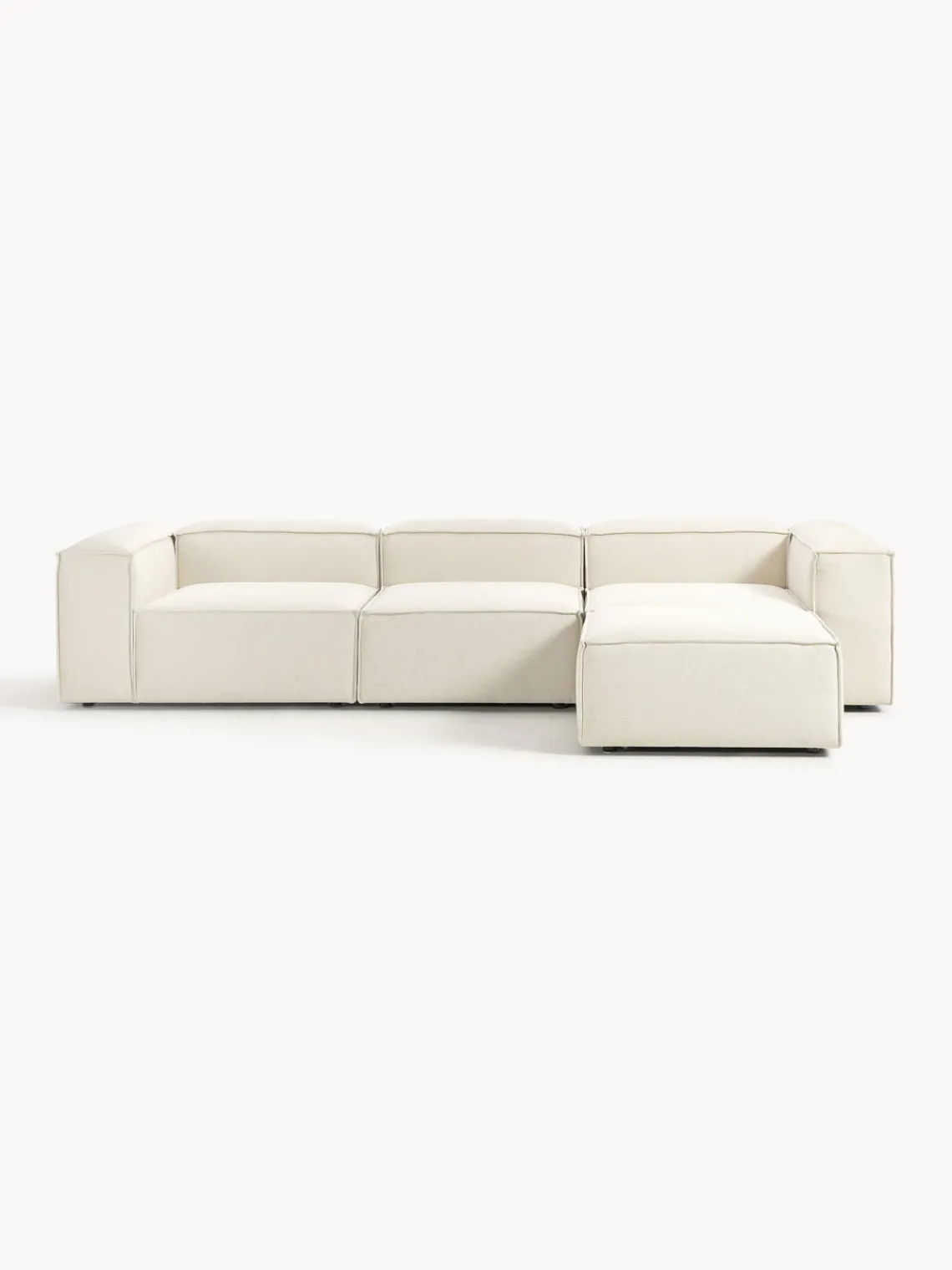 Sofás 4 Plazas|Sofás>Westwing Collection Sofá rinconera modular con reposapiés izquierdo/derecho Lennon (4 plazas) Tejido blanco Off White