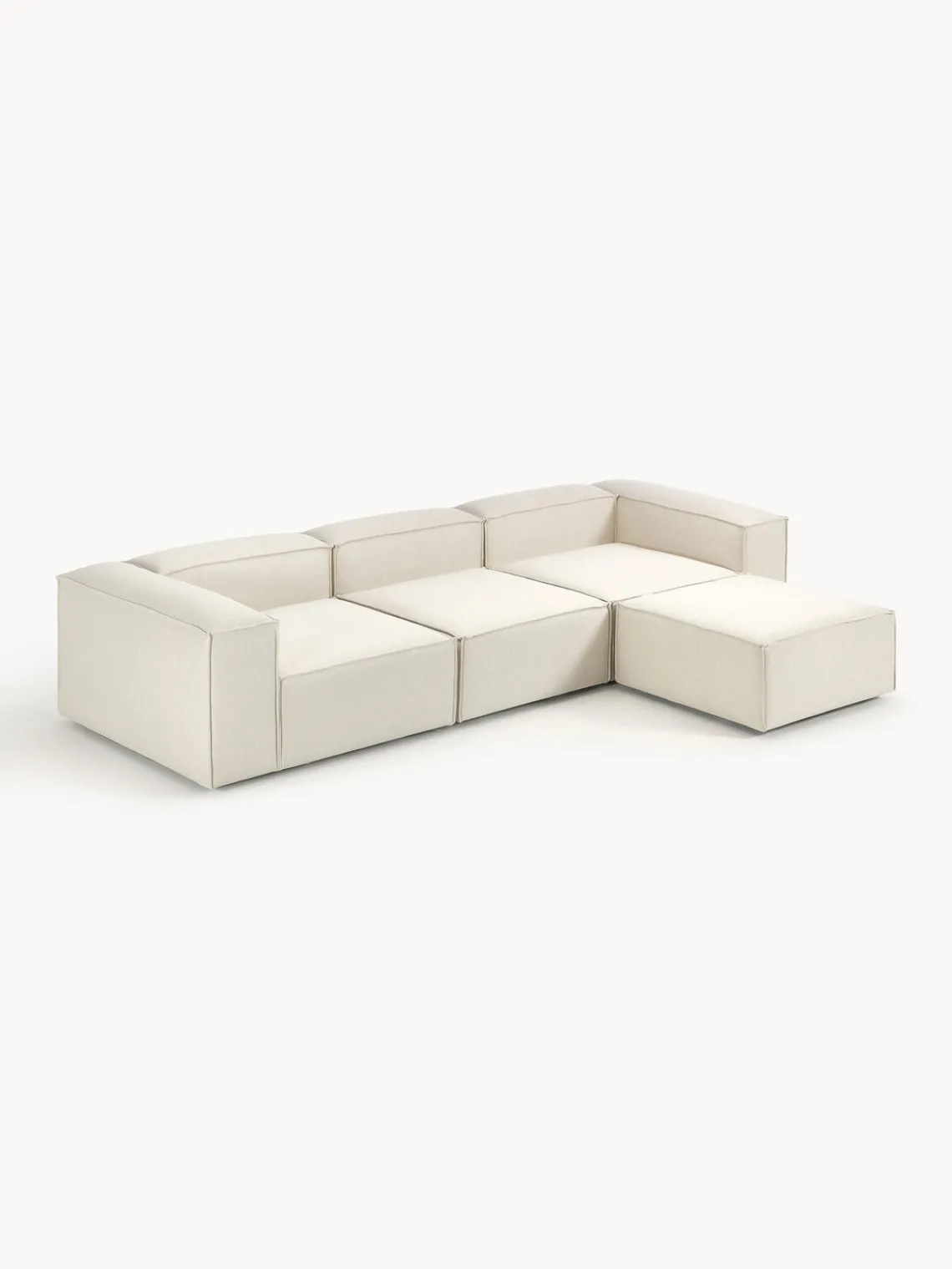 Sofás 4 Plazas|Sofás>Westwing Collection Sofá rinconera modular con reposapiés izquierdo/derecho Lennon (4 plazas) Tejido blanco Off White