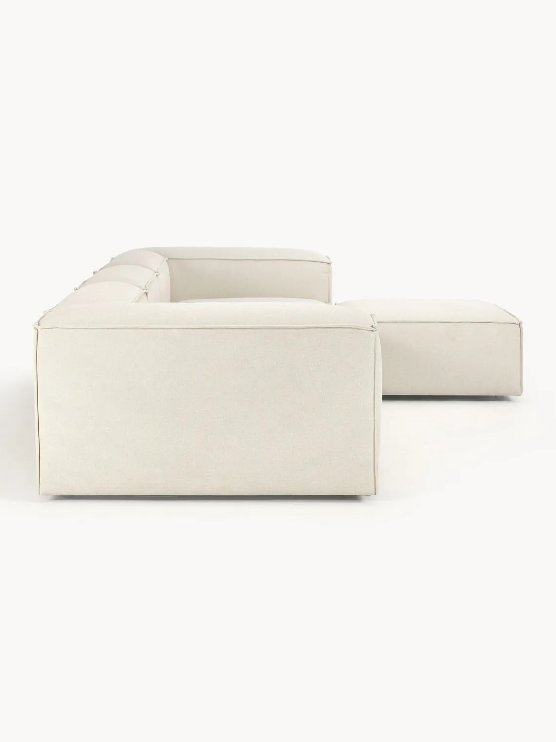 Sofás 4 Plazas|Sofás>Westwing Collection Sofá rinconera modular con reposapiés izquierdo/derecho Lennon (4 plazas) Tejido blanco Off White