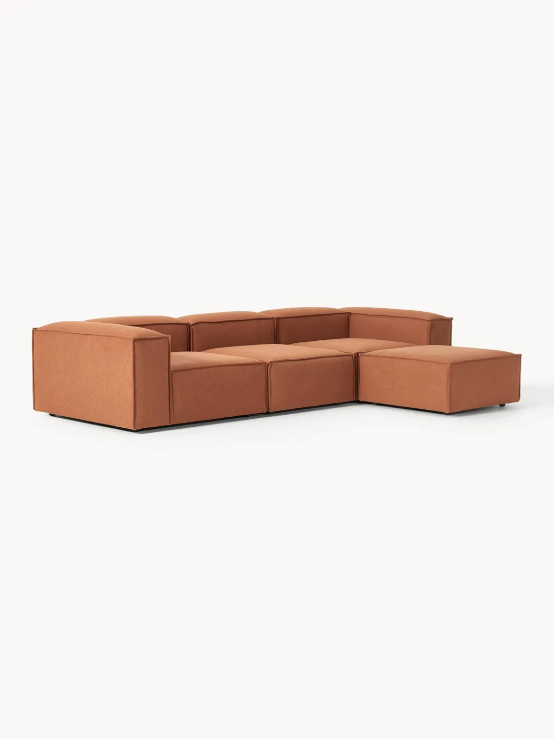 Sofás 4 Plazas|Sofás>Westwing Collection Sofá rinconera modular con reposapiés izquierdo/derecho Lennon (4 plazas) Tejido terracota