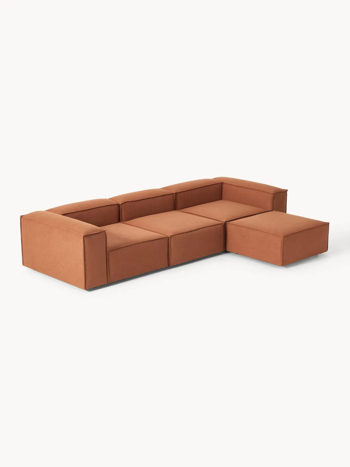 Sofás 4 Plazas|Sofás>Westwing Collection Sofá rinconera modular con reposapiés izquierdo/derecho Lennon (4 plazas) Tejido terracota