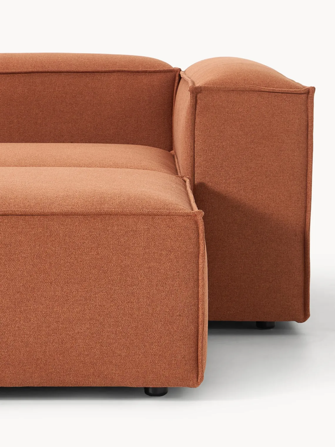 Sofás 4 Plazas|Sofás>Westwing Collection Sofá rinconera modular con reposapiés izquierdo/derecho Lennon (4 plazas) Tejido terracota